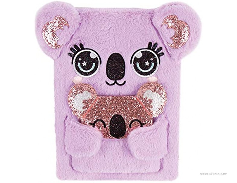 Three Cheers for Girls Jumbo Koala Sketchbook with Small Notebook Includes Large 24” Plush Purple Sketchpad for Drawing Mini 48 Page Glitter Journal and Sticker Sheet
