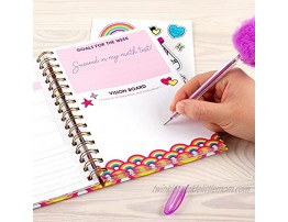 Three Cheers for Girls Rainbow Bright Locking Activity Journal Girls Diary with Lock and Key Includes 200 Page Spiral Bound Activity Notebook Stickers Pen Lock and Key 5.5 x 8.3 Inches