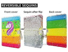 VIPbuy Unicorn Diary with Lock and Key for Kids Girls Colorful Reversible Flip Sequin Journal Gift w Photo Corner