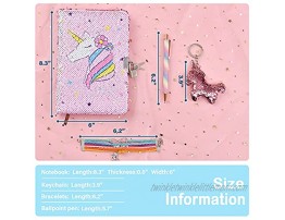 WERNNSAI Magic Unicorn Notebook Set Sequins Journals Unique Gift for Girls Travel School Office Notepad Memos A5 Diary Notebooks Unicorn Gel Pen Bracelet Key-Chain with Locks and Keys
