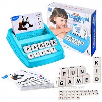 2 in 1 Matching Letter Game Learning Toys for Kids Teaches Word Recognition Spelling and Increases Memory 3 Years and Up Blue