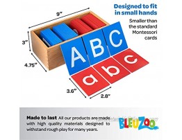 BleuZoo Uppercase and Lowercase Alphabet Montessori Style Sandpaper Letters 52 Letters and Wooden Storage Box
