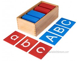 BleuZoo Uppercase and Lowercase Alphabet Montessori Style Sandpaper Letters 52 Letters and Wooden Storage Box