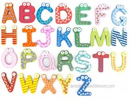 Bonamart Magnetic Letters Fridge ABC Alphabet Magnets for Toddlers Baby Wooden Refrigerator Large Magnet Letter Learning Games Wood Toys for Kindergarten Age 2018 Aug Upgraded