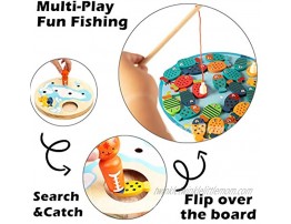 CozyBomB Magnetic Wooden Fishing Game Toy for Toddlers Alphabet Fish Catching Counting Preschool Board Games Toys for 3 4 5 Year Old Girl Boy Kids Birthday Learning Education Math with Magnet Poles