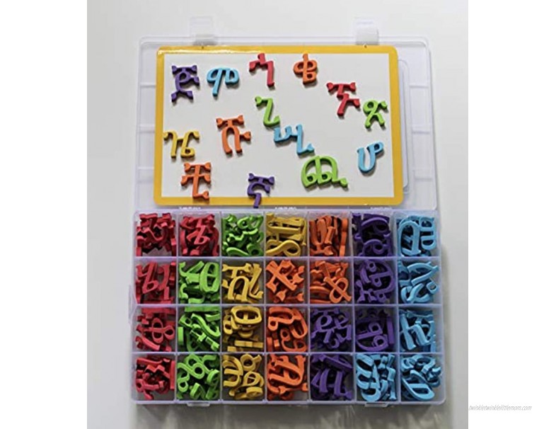 Ethiopian Alphabet 231 Letters of Ethiopian Alphabet Fidel's Magnet Board and Marker Pen,3 Year Old Kids
