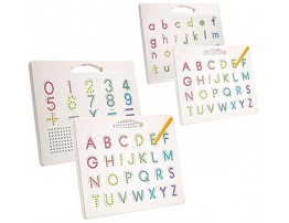 Hautton Magnetic Letters Board 2 Pieces 2 in 1 Double-Sided Magnetic Alphabet ABC Uppercase Lowercase Letter Tracing Board Number Tracing Board Educational Writing Drawing Tablet for Boys and Girls