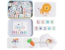 Magnetic Letters and Numbers Toys Wooden Alphabet Words Fridge Magnets Flash Cards Spelling Counting Uppercase Lowercase Math Game Preschool Learning Toys for Toddlers 3 4 5 Years Old Boy Girl