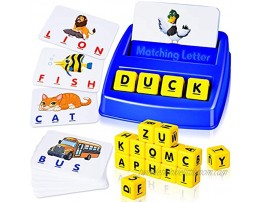 Matching Letter Game,QIJK Kids Educational Toys,Alphabet Puzzle Toddler Learning Toys,Spelling Memory Game ,with Word Cards Develop Vocabulary and Spelling Skills,3-8 Year Preschool Toddlers Gifts