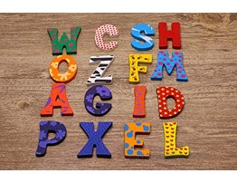 Penta Angel 26Pcs Wooden Magnets Fridge Letters Wood Large Magnetic Refrigerator ABC Alphabet Cute Spelling Learning for Preschool Educational