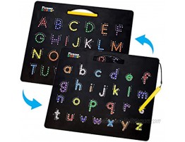 PicassoTiles 2-in-1 Double Sided Magnetic Alphabet Board ABC A-Z Upper Case Capital and Lowercase Letter Writing Reading Playboard 12x10 inch Large Magnet Tablet Pad Open-Ended Learning Playset PTB03