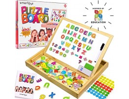XL Wooden Educational Toys Magnetic Kit Easel Tabletop w Whiteboard Chalkboard Animal & Shapes Letters Numbers Dry Erase Pen & Chalks Portable Magnet Board for Kids 3 Years Old & Above
