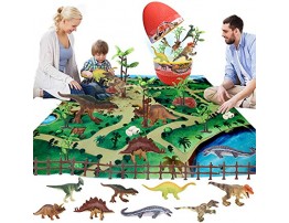 B-Qtech Dinosaur Figures for Kids with Dino Egg Carry Case Activity Play Mat 22pcs Realistic Educational Jurassic World Dinosaur Toys Playset Easter Gift for Boys Toddler