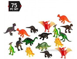 Big Mo's Toys 75 Piece Party Pack Mini Dinosaurs Plastic Mini Educational Dinosaur Animal Toys Fun Gift Party Giveaway