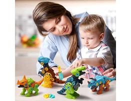 Dinosaur Toys for Kids 3-5 5-7 Cavebit Take Apart Jurassic World Toys Dino Building Toy Set for 3 4 5 6 7 Years Old Boys and Girls 4 Pack with 4 Dinosaur Eggs