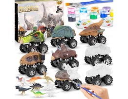 Dinosaur Toys Painting Set Kids Arts and Crafts Kit Pull Back Dinosaur Cars Toys for 3 4 5 6 7 8 9 Years Old Boys Girls Kid,Christmas Birthday Gifts Dinosaur Toys for Kids 3-5 8 Cars & 8 Dinosaurs