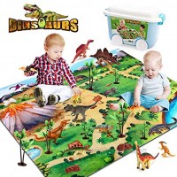 Dinosaur Toys with Activity Play Mat 11 Educational Realistic Dinosaur Figures Including T-Rex and Triceratops for Creating a Dino World Dino Toys Gifts for Boy & Girls for Kids