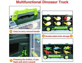 Dinosaur Truck Toy Dinosaur Toys for Kids 3-5 Transport Car with 6 Dinosaur Eggs 12 Mini Dinosaur Figures Dinosaur Car with Music and Flashing Light Jurassic World Party Supplies for Boys