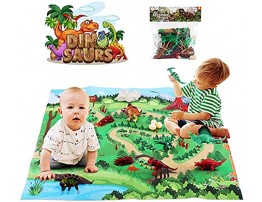 Gomyhom Dinosaur Toys for Boys 24 Pcs Large Dinosaur Figure with Activity Play Mat & Trees Realistic Educational Jurassic World Dino Playset for Girls Kids Toddlers Gift