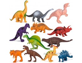 Kids Dinosaur Figures Toys 7 Inch Jumbo Plastic Dinosaur Playset STEM Educational Realistic Dinosaur Figurine for Boys Girls Toddlers Including T-Rex Stegosaurus Triceratops Monoclonius 12 Pack