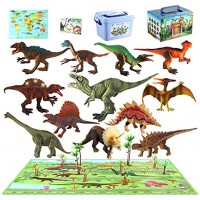 MEIGO Dinosaur Toys Toddlers 7’’ Educational Realistic Dinosaur Figures w  31.5’’x31.5’’ Activity Play Mat | Dino Book & Map | Preschool Learning Gift for Kids 3 4 5 6 Year Old Boys Girls 12pcs