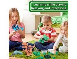 mom&myaboys 3-5 4-6 7-9-year-old STEM Building Dinosaur Toy Set to Cultivate Children's Hands-on Ability and Concentration Blue-Green-Brown 3 Piece Set Large-B