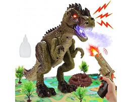 Remote Control Dinosaur Toys for Kids Toddlers Boys Girls RC Jurassic T Rex Attack Shooting Roaring Spraying Lighting Walking Tyrannosaurus Toys with Activity Play Mat Christmas Birthday Gifts