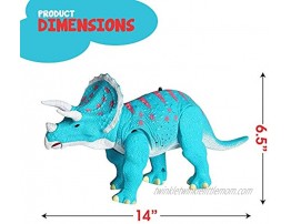 Remote Control Dinosaur Triceratops Toy Roars Walks Lights Up Bobs its Head and Stomps RC Toys for Kids Ages 3 and Up Blue Walking Dinosaurs Figure with Wireless Controller