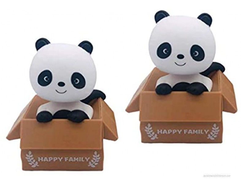 Flameer 2pcs Little Panda in Box Solar Power Dancing Animals Sun Catcher Bobble Head Toy