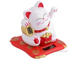 Fortune Cat Solar Powered Waving Cat Mini Japanese Maneki Neko Fortune Cats for Home Office and Car Decor Color : White