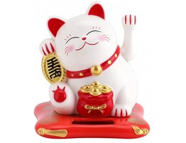 Garosa Eco-Friendly Lucky Toy Solar Powered Cute Cat Good Luck Wealth Welcoming Cats with Waving Arm Home Display Car Decor