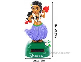 Hawaiian Solar Hula Shaking Head Doll Dancing Figure Toy Car Dashboard Hula Dancer Figurine Decoration Ornament Purple