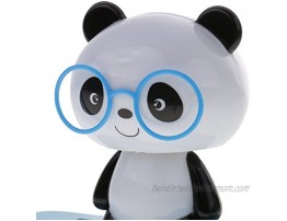 Jili Online Adorable Plastic Solar Powered Skateboard Shaking Head Glasses Panda Doll Auto Accessories Home Table Decoration Toy Blue