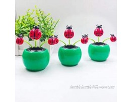 LC-Home Decor Creative Plastic Solar Power Ladybug Car Ornament Flip Flap Pot Swing Kids Toy