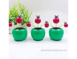LC-Home Decor Creative Plastic Solar Power Ladybug Car Ornament Flip Flap Pot Swing Kids Toy