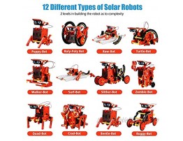 Love&Mini Solar Robot STEM Toy Educational Building DIY 12 in 1 Science Experiment Gift for Kids Age 8+ Red