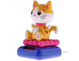 MagiDeal Cute Solar Powered Dancing Yellow Cat Swinging Animated Bobble Dancer Toy Car Home Window Decoration Accessory