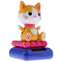 MagiDeal Cute Solar Powered Dancing Yellow Cat Swinging Animated Bobble Dancer Toy Car Home Window Decoration Accessory