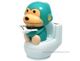Solar Power Motion Toy Monkey on Toilet -Blue
