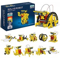 STEM Solar Robot Toys for 8 9 10 11 12 Year Old Boys 12-in-1 Solar Building Block Toy Drive by Solar Energy and Battery-Powered Best Building Block Kit for Kids Best Gifts for 8-12 Year Old Boys