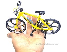 Ailejia Finger Racing Bicycle Mountain Bike Cake Topper Mini Dirt Bike Bicycle Model Cool Boy Toy Racing Bike Yellow