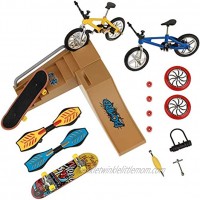 DeHasion Mini Skaget Borad Fingerboard Ramps Set Finger Toys with Ramps Mini Finger Bikes Finger Bicycle Swing Board with Wheels Mini Tools A
