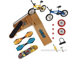 DeHasion Mini Skaget Borad Fingerboard Ramps Set Finger Toys with Ramps Mini Finger Bikes Finger Bicycle Swing Board with Wheels Mini Tools A
