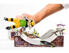 Grip and Tricks Fingerboard Park Halfpipe with 1 Finger Skate 8 Extra Mini Fingerboards Wheels and 1 Mini Skateboard Tool Finger Toy 11”x4.5”x4” for 6+ Years Old Kid