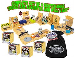Matty's Toy Stop TECH Dudes SK8 Crate Skate Parks with Mystery Dudes Complete Set Storage Bag 4 Pack Dudes Styles are Assorted & Will Vary