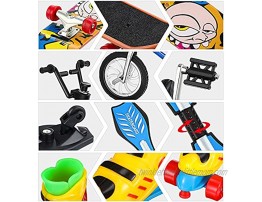 Suilung 25 Pieces Mini Finger Toys Set Finger Roller Skates Finger Pant Finger Skateboards Finger Bikes Scooter Tiny Swing Board Fingertip Movement Party Favors Replacement Wheels and Tools