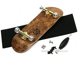 Teak Tuning Prolific Complete Fingerboard with Upgraded Components Pro Board Shape and Size Bearing Wheels Trucks and Locknuts 32mm x 97mm Handmade Wooden Board Cloud Nine Engraved Edition