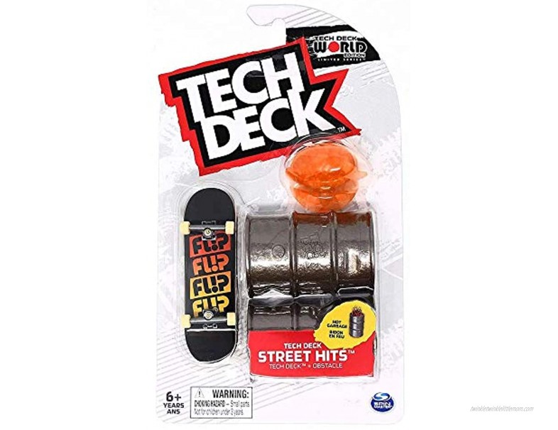 TECH DECK Street Hits World Edition Limited Series Flip Skateboards Odyssey Quattro Black Orange Fingerboard & Hot Garbage Obstacle