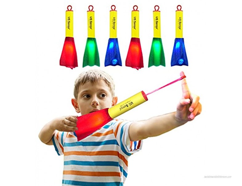 US Sense 6 Pack LED Foam Finger Rockets Glowing Flying Toys for Boys Girls Birthday Party Favors Fun Outdoor Group Camping Beach Garden Outdoor Sports Toy