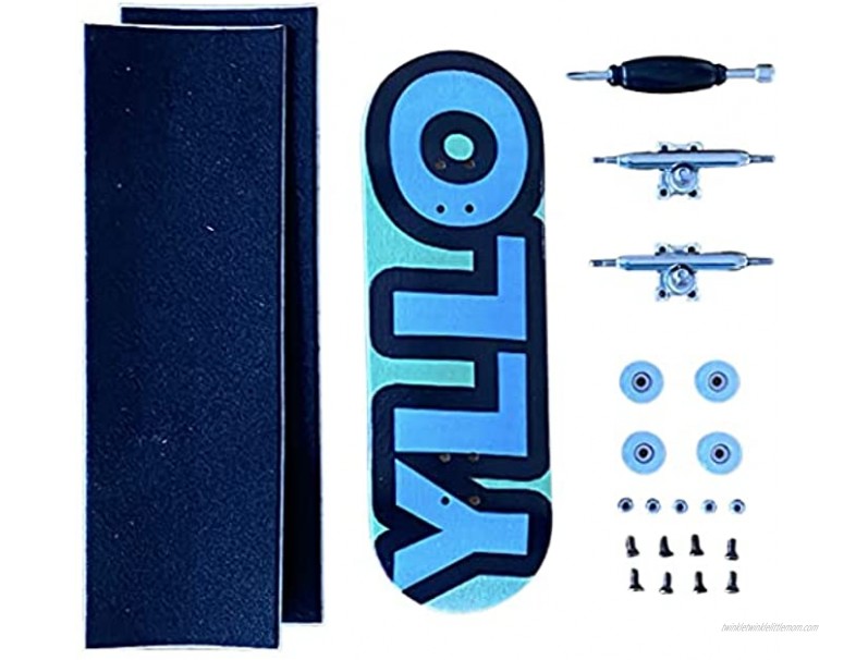 Yllo Big Blue Complete 5 Ply Wood 100mm x 33mm Fingerboard with Upgraded 32mm Trucks Lock Nuts CNC Wheels
